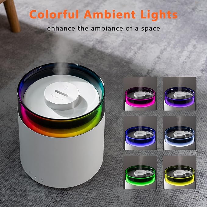 Humidifiers for Bedroom Home,3L Top Fill Cool Mist Humidifier for Baby Nursery,Essential Oil Diffuser for Large Room,3 in 1 uiet Ultrasonic Humidifier for,Office,Plant,Nursery,BPA FREE (White) - Image 7