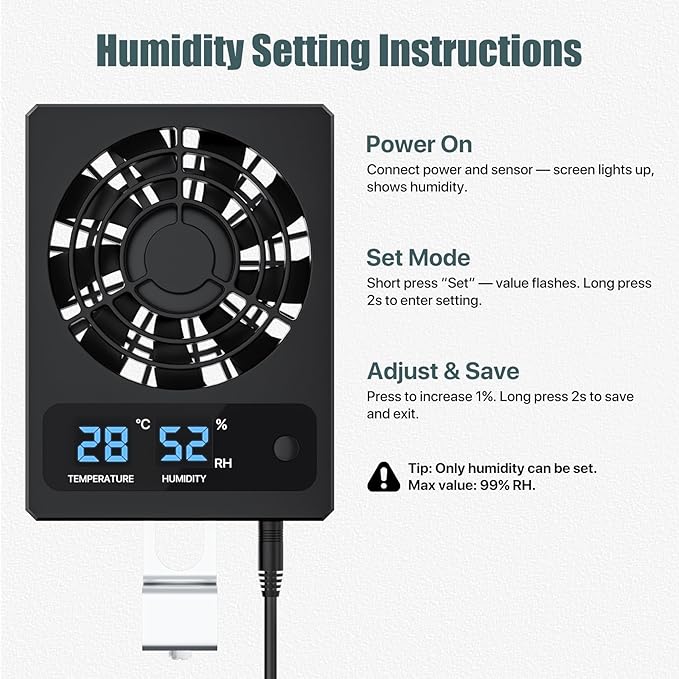 Reptile Humidity Control Fan for Terrariums, Quiet Airflow System for Tanks and Enclosures, Black - Image 3