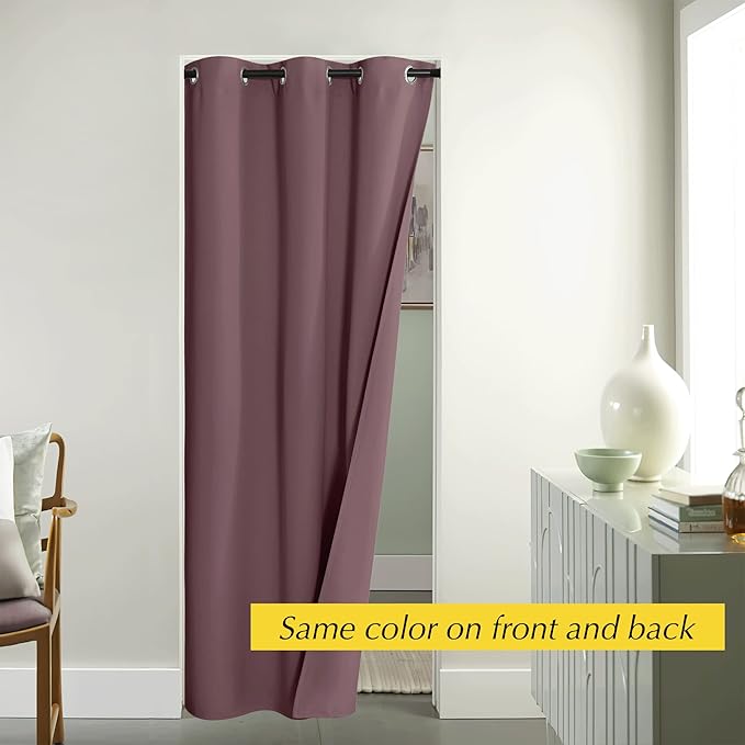 NICETOWN Heat Blocking Blackout Thermal Insulated Door Curtain, Privacy Room Separators Divider Wall, 60-70% Soundproof Noise Reducing Doorway Curtains, 42" W x 80" W, 1 Panel, Dry Rose - Image 7