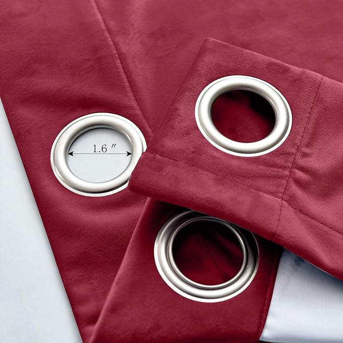 ChadMade Extra Wide Blackout Lined Premium Velvet Curtain Burgundy Red 120Wx96L Inch (1 Panel), Eyelet Grommet for Livingroom Bedroom Theater Studio, Leon Collection - Image 4
