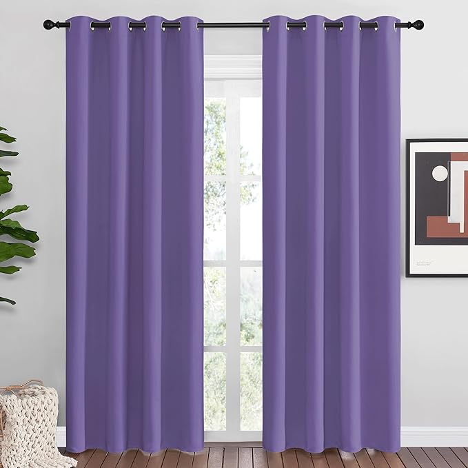 NICETOWN Lilac Purple Blackout Curtains 86" Long, 55" Wide, 2 Pieces for Office, Dining, Guest Room - Sound Reducing, Heat and Cold Block Panels for Modern Decorative by NICETOWN