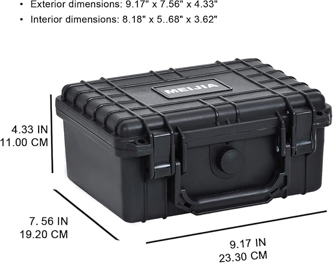 MEIJIA Portable Waterproof Protective Hard Case,Compact Camera Case with Customizable Fit Foam,Elegant Black,Fit for Drones,Camera,Lens, 9.17inchx7.56inchx4.33inch, Black, Dry Case - Image 3
