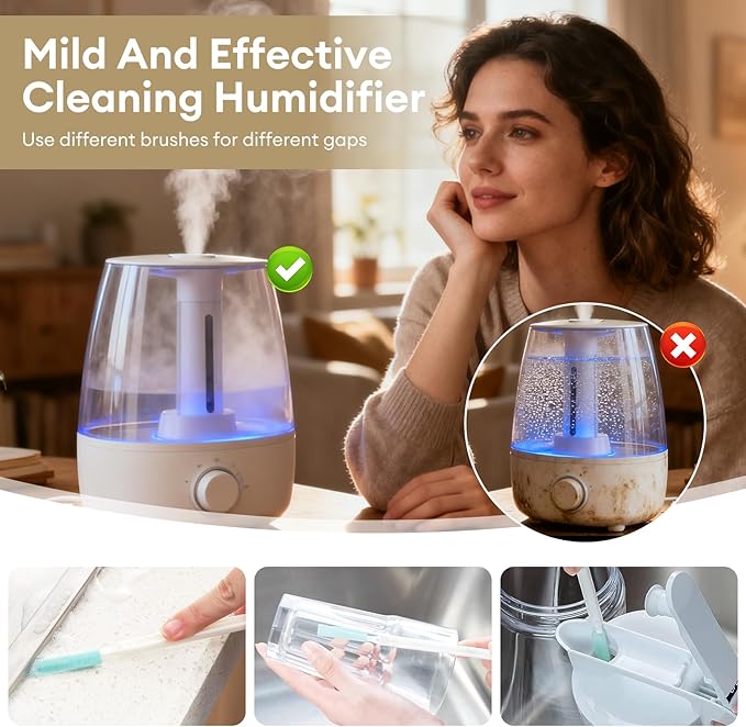 16pcs Humidifier Cleaning Brush Set, Multi-Size Cleaning BrushSet， Includes Crevice & Small Brushes for Humidifier Maintenance,for Users to Clean Tight Spaces & Small Details - Image 4
