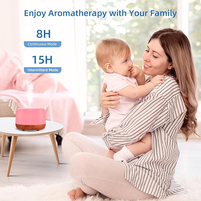 300ML Essential Oil Diffuser,Small Room Aromatherapy Diffuser, Quiet 8H Operation, 7-Color LED Light, 4 Timer, Remote Control, Auto-Off, for Bedroom, Living Room, Kitchen, Yoga, Gifts - Image 4