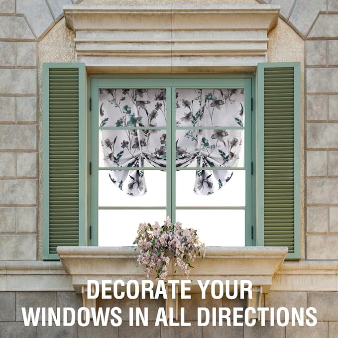 H.VERSAILTEX Reversible Tie Up Curtains Cattleya Floral Printed Rod Pocket Panel for Small Window - Reversible in Blue/Teal- 42" Wide by 45" Long - Image 8
