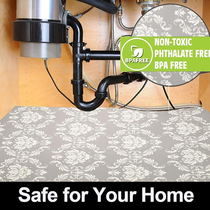 AiBOB Waterproof Under Sink Mat, Absorbent Quick Dry Sink Liners Protect Cabinets, Durable Shelf Liners, Slip Resistant and Non-Adhesive, 24X68, Light Grey - Image 7