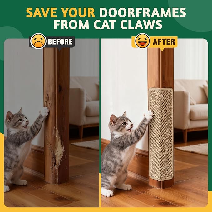 Door Protector from Cat Scratching 19.6" x 7.8" Cat Wall Corner Scratcher, Anti Scratch Door Frame Furniture Protector for Indoor Cats - Image 3