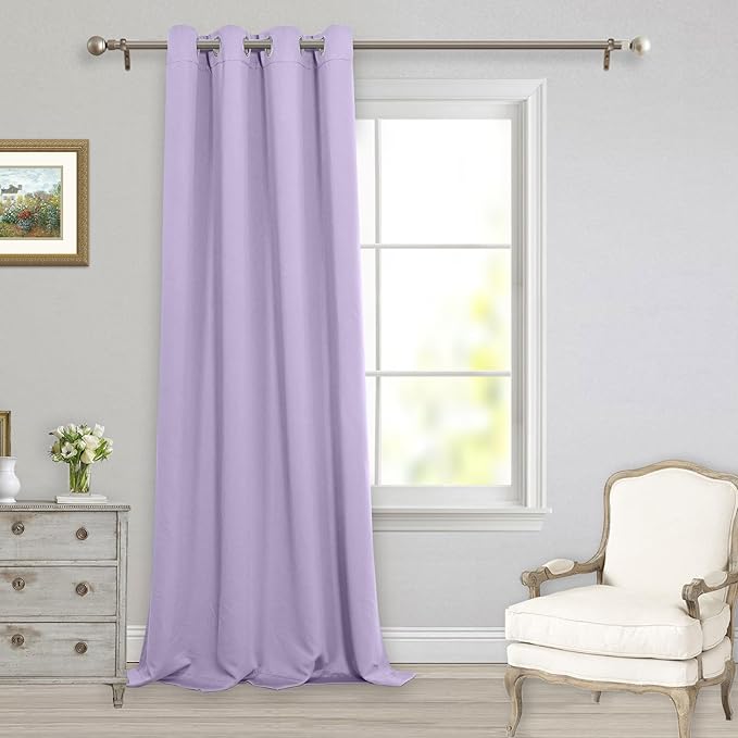 MYSKY HOME Lilac Blackout Curtains for Living Room, 95 Inch Long Grommet Room Darkening Curtain for Bedroom, Amazing Triple Weave Thermal Insulated Curtain, 1 Curtain Panel, 52 x 95 Inch, Lilac - Image 7