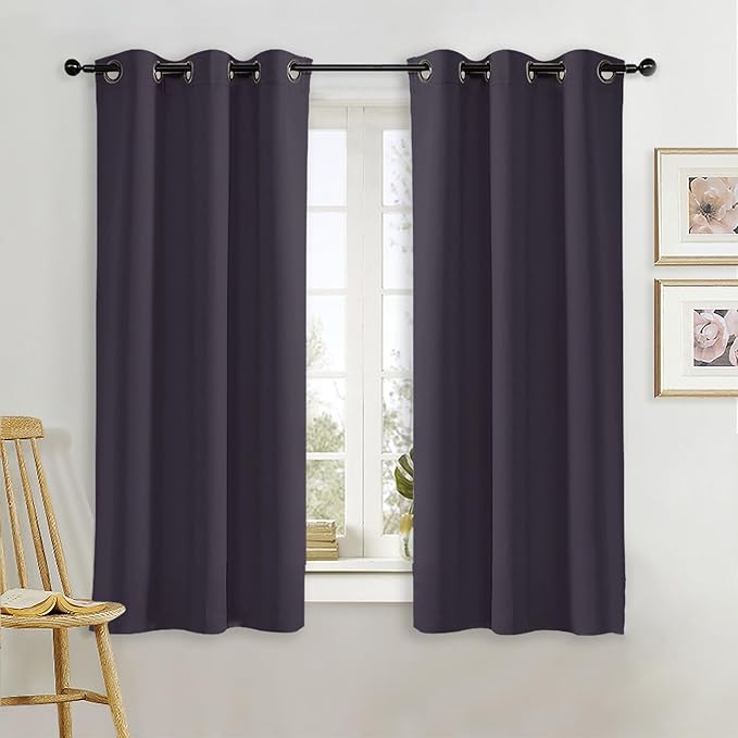 NICETOWN Blackout Curtain Blind for Bedroom, Single Panel, W42 x L54 inches, Greyish Purple, Thermal Insulated Grommet Blackout Room Darkening Drape/Drapery by NICETOWN