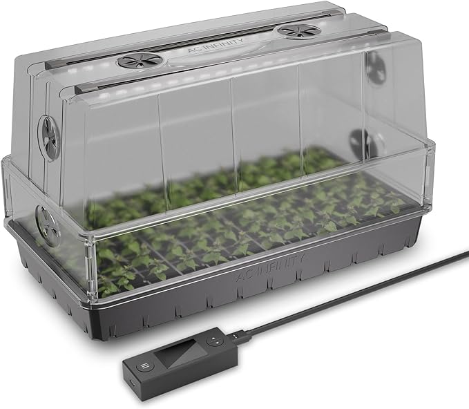 AC Infinity Heavy-Duty Large Humidity Dome w/Full Spectrum LED Grow Light Bars, Samsung LM301H EVO Diodes, 3mm Thickest Dome and 6x12 Trays, Vent Extension Panels, for Seed Starting and Propagation by ACInfinity