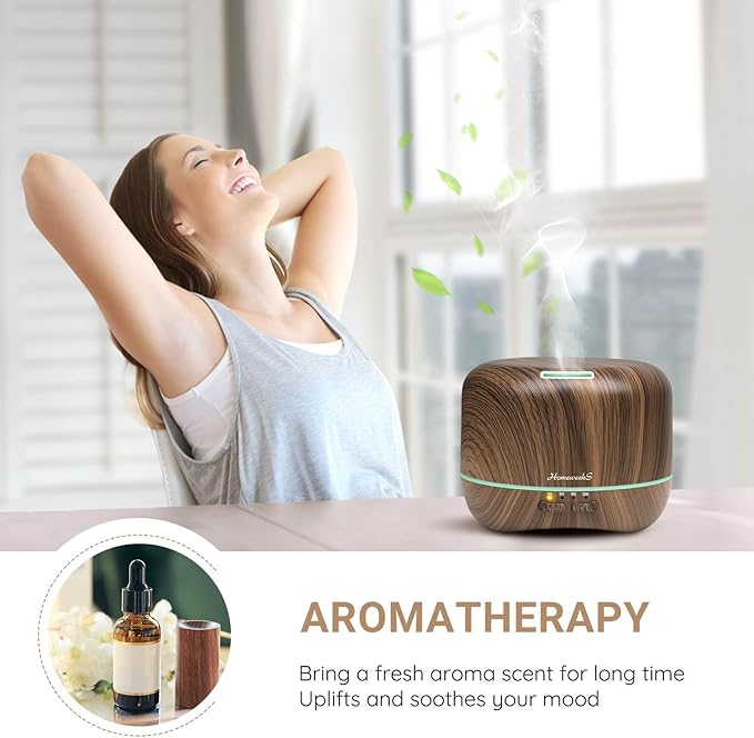 Aromatherapy Essential Oil Diffuser for Room: Air Humidifier Aroma Scent Cool Mist Diffuser Colorful Lights Wood Cute Small Large Waterless Auto Off Ultrasonic Diffusers for Home Bedroom (300ml) - Image 3