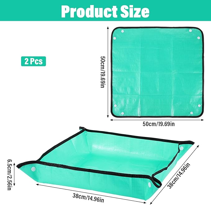 2pcs RepottingWJIAAA 2pcs Repotting Mat for Indoor Plants, 19.6 Mat for Indoor Plants, 19.69in Waterproof Foldable Potting Mats with Mess Control, Gardening Supplies for Transplanting Succulent - Image 2