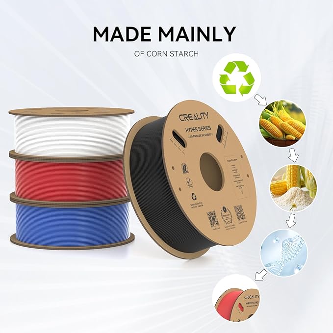 Creality Hyper PLA Filament 1.75mm, 30-600mm/s High Speed 3D Printer Filament, Dimensional Accuracy +/-0.02mm, Fit Most FDM 3D Printers, 4 Pack 1kg Spool(2.2lbs), Black & White & Blue & Red - Image 3