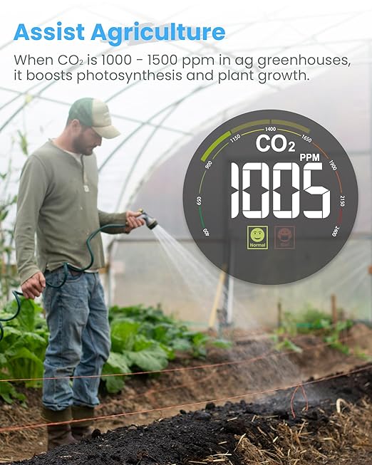 Newentor CO2 Monitor, Indoor Air Quality Meters, Carbon Dioxide Detector with Voice Alert, Large Display CO2 Tester, Temperature Humidity Sensor, Alarm Clock for Home, RV, Grow Tents, Black - Image 5