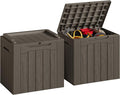 JUMMICO 31 Gallon Resin Deck Box Waterproof Indoor Outdoor Storage Boxes for Patio Furniture Cushions and Garden Tools (Brown, 31gallon-2 Packs) by JUMMICO