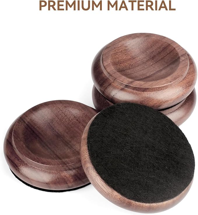 4 Pcs Solid Wood Upright Piano Caster Cups,Furniture Caster Cups,HilerPunk Sofas Beds Chairs Wheel Caster Cups Pads,with NoHPn-Slip & Anti-Noise Felt Pads,for Hardwood Floor Protectors (HL-10) - Image 3