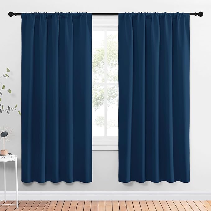NICETOWN Window Curtains Blackout Drapes, Moroccan Blue, 1 Pair, 52 by 72-Inch, Thermal Insulated Solid Rod Pocket Blackout Curtains/Draperies for Living Room by NICETOWN