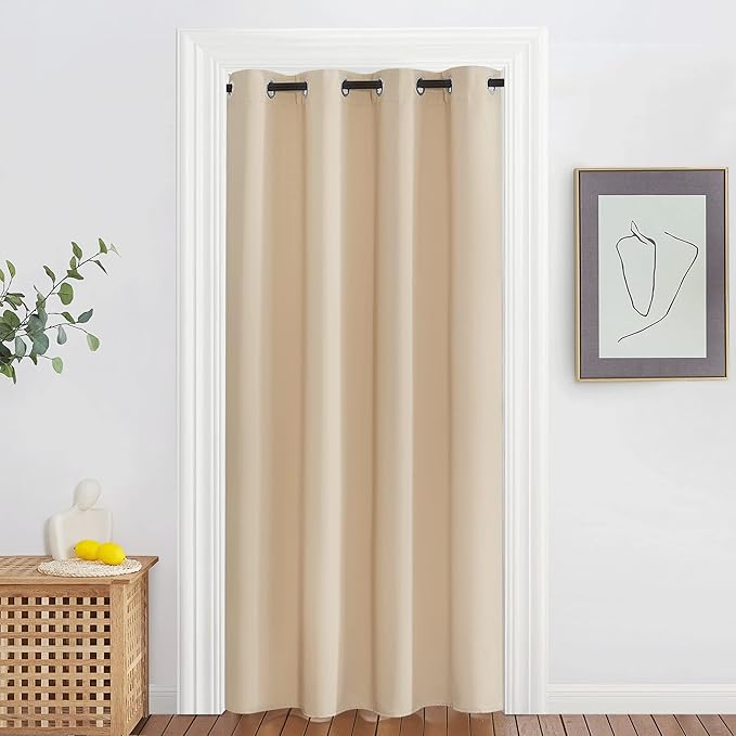 NICETOWN Doorway Curtain & Drape 78 inches Long - Grommet Thermal Insulated Privacy Blackout Window Treatment Soundproof for Bedroom/Living Room (Biscotti Beige, 1 Panel, W52 x L78) by NICETOWN