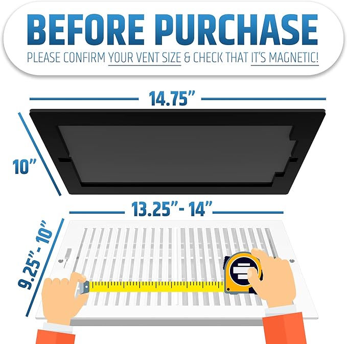 Powerful Magnetic Vent Covers (2-Pack) That Will Never Fall Off (Upgraded Design) - for Sealing Floor/Wall/Ceiling Registers of Width 9.25" to 10", Length 13.25" to 14" | Vent Not Included | White - Image 2