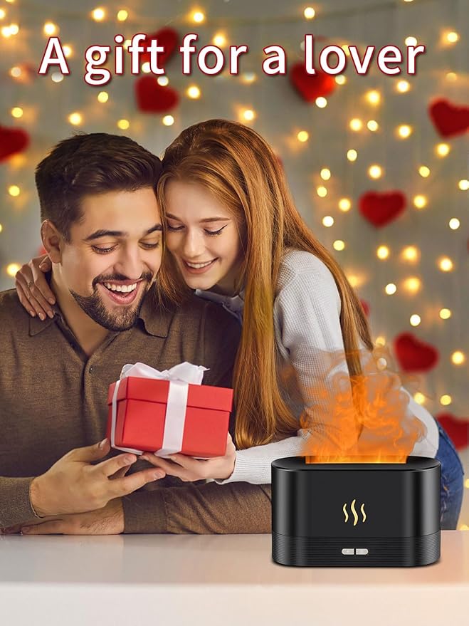 Flame Effect Essential Oil Diffuser, 180ml Ultrasonic Aromatherapy Humidifier, 7 Color Changing Lights with Ultra Quiet, Auto Shut-Off, Valentine's Day Gift for Bedroom Home Office and Yoga (Black) - Image 5