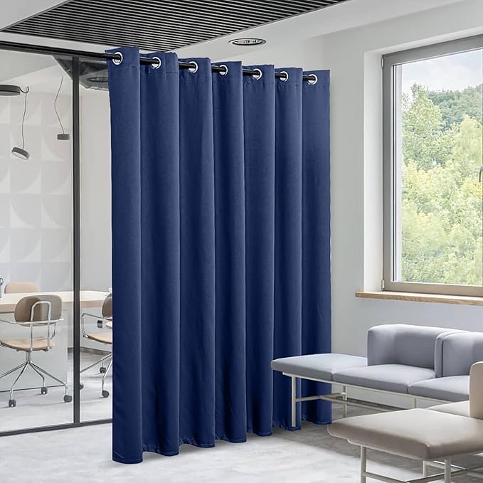 MYSKY HOME Sliding Door Curtains for Living Room, Grommet Blackout Curtain for Bedroom, Patio Thick Vertical Blinds Privacy Thermal Insulated Room Divider Curtains, 1 Panel, 100 x 95 Inch, Navy - Image 8