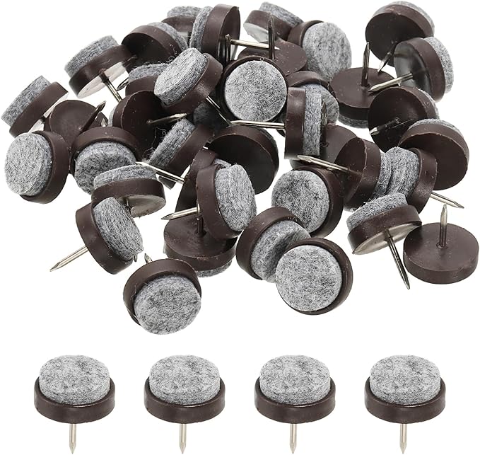 PATIKIL 20 mm Nail-on Felt Pads, 72 Pcs Round Felt Furniture Sliders Pads Heavy Duty Floor Protectors for Wooden Chair Sofa Cabinet Table Leg Feet Hardwood Floors, Brown by PATIKIL