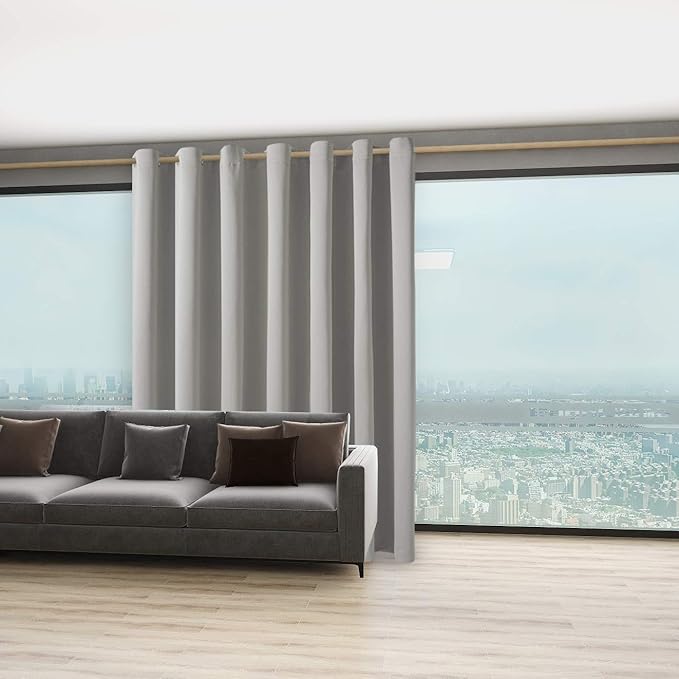 BONZER Room Divider Curtain Total Privacy Wall Extra Wide Grommet Room Darkening Curtains for Patio Sliding Glass Door, 96L x 120W Inch (8L x 10W ft), 1 Panel, Silver - Image 6