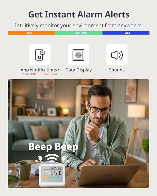 SwitchBot Meter Pro, Digital Hygrometer & Thermometer - Wireless Indoor Temperature & Humidity Monitor with Bluetooth App Control, Real-Time Alerts (1, Meter Pro) - Image 5