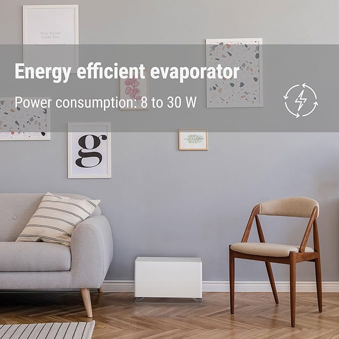 Stadler Form humidifier Oskar big, energy-saving humidifier for rooms up to 1077 square feet, evaporator with automatic switch-off, dimmable LEDs, very quiet, white - Image 3