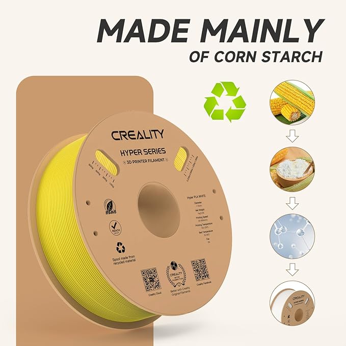 Official Creality Hyper PLA Filament 1.75mm, High Speed 30-600mm/s Rapid 3D Printer Filament PLA, Dimensional Accuracy +/-0.02mm, Fit Most FDM 3D Printers，1KG(2.2lbs) Spool Yellow - Image 5