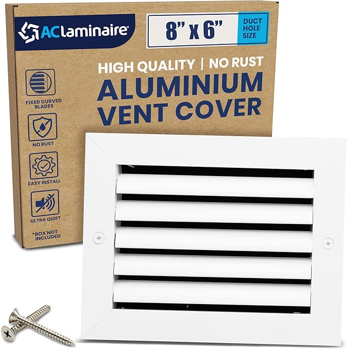8x6 Inch (Duct Opening) Air Return Vent Cover Decorative – Premium Aluminum AC Vent Cover for Ceiling & Wall, Rustproof Grille, Ideal for Home HVAC Grille, Durable & Easy to Install by ACLAMINAIRE by LAMINAIRE