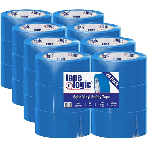 Aviditi Tape Logic Multipurpose Solid Vinyl Safety Tape, (Bulk Pack of 24) 2 Inch x 36 Yards, Blue, Heavy-Duty 6 Mil Thick - Moisture/Grease Resistant, Floor Marking and Social Distancing by Aviditi