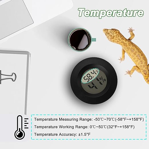 Reptile Thermometer and Humidity Gauge Digtal Terrarium Thermometer Circular Bearded Dragon Cage Accessories Reptile Temp and Humidity Gauge for Leopard Gecko Hermit Crab Gecko Lizard Etc 4pc - Image 4