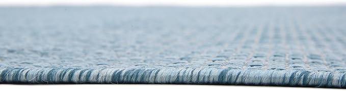 Unique Loom Collection Casual Transitional Solid Heathered Indoor/Outdoor Flatweave Area Rug (7' 1" x 10' Rectangle, Aquamarine/Ivory) - Image 9