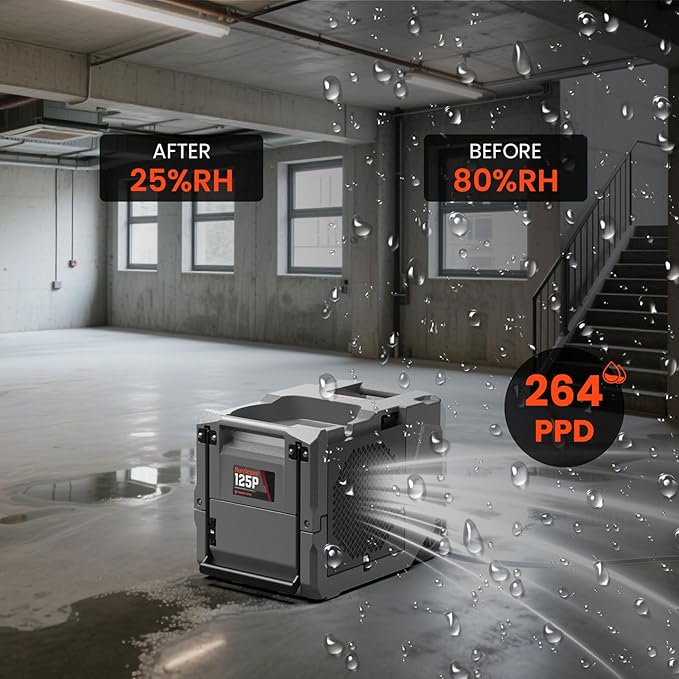 Abestorm 264 PPD Commercial Dehumidifiers with Pump and Drain Hose, Portable Industrial Dehumidifiers for Large Space, Basement, Home and Garage, Auto Defrosting - Image 3