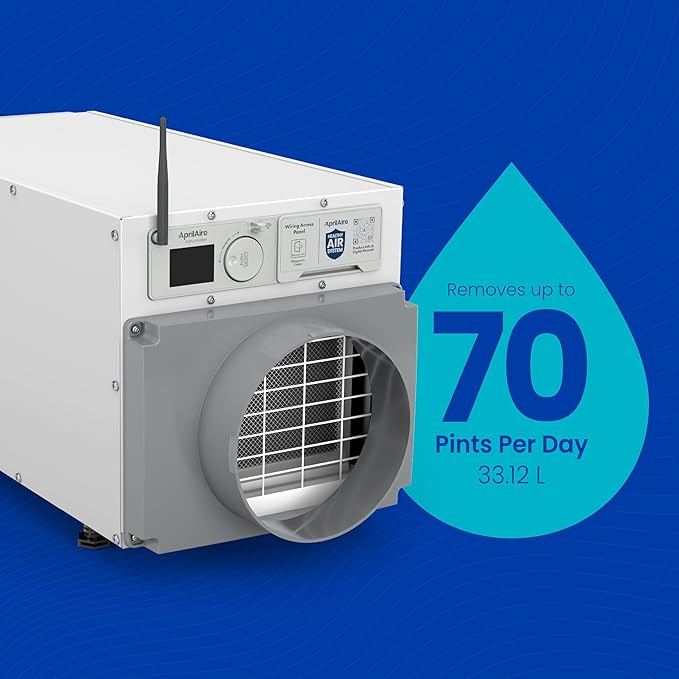AprilAire E070W Smart Wi-Fi Crawl Space Dehumidifier, 70-Pint Commercial Whole-House Dehumidifier for Basement, Crawlspace & Home up to 2,200 Sq. Ft. with Pump, Drain Hose, Hanging Kit, MERV 11 Filter - Image 7