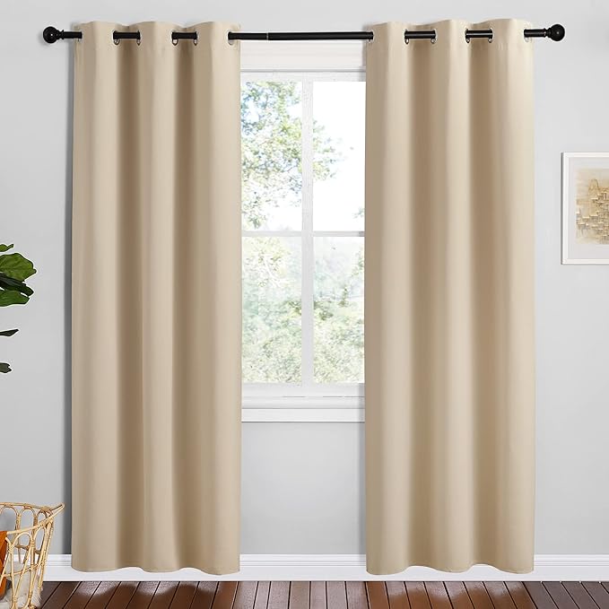 NICETOWN Room Darkening Curtain Panels for Cafe, Biscotti Beige, 2 Panels, W42 x L78 -inch, Thermal Insulated Grommet Room Darkening Draperies/Drapes for Window by NICETOWN