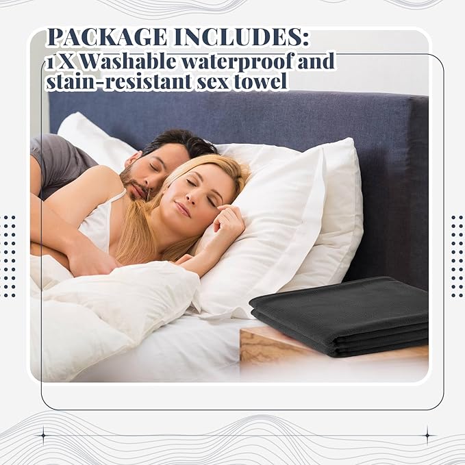1 Pcs Couples Waterproof Mat 72 x 34 in Lover Reusable Stainproof Blanket Quiet Easy Use Mattress Protector for Adult Multi Functional Bed Sheet Couple Messy Play Pleasure Comfort (Black) - Image 2