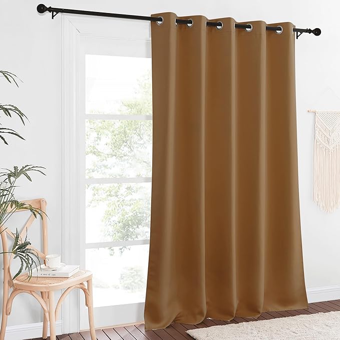 NICETOWN Sliding Door Window Treatment Blackout Patio Door Curtain Panels, Privacy Thermal Drapes for Bedroom Living Room Department with Grommet Top (Gold Brown, W66 x L110) - Image 8