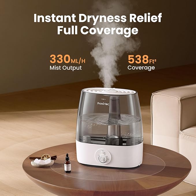 6.5L Stay Clean Tank Humidifier for Large Room, Low Maintenance, Top Fill Design, Ultra Quiet 65H Runtime, Cool Mist Ultrasonic for Bedroom, Home, Plants HC12 - Image 4