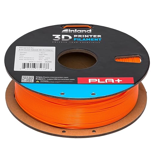 INLAND Micro Center PLA+ 3D Printing Filament 1.75mm - PLA Pro Dimensional Accuracy +/- 0.03 mm - 1kg Cardboard Spool (2.2 lbs) (1 Pack Orange, 1.75mm) - Image 6