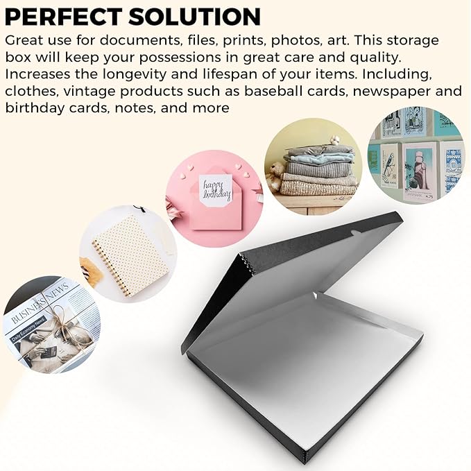 Golden State Art, Archival Folio Storage Box 18x24, Clamshell Design with Metal Edge, Preserve And Store Photos Documents Cards Prints Arts Crafts DIY, Black - Image 5