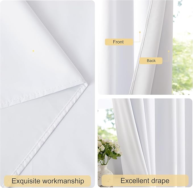 NICETOWN 100% Blackout Window Curtains for Camper - (Snow White Color) 42x40 Inch, 2 Panels Set, Thermal Insulated Blackout Drapes/Draperies with Rod Pocket & Back Tab for Loft - Image 6