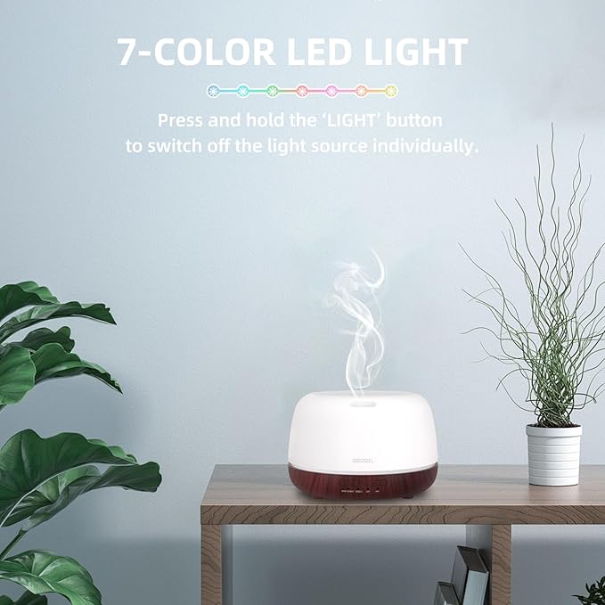 300ML Essential Oil Diffuser,Aromatherapy Diffuser with Remote Control, 7-Color LED Light and 4 Timers,Quiet Auto-Off for Bedroom, Home,Office - Image 7