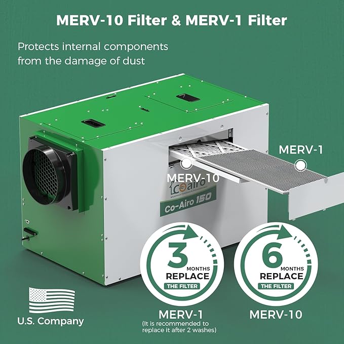 Whole House Dehumidifier with Controller, 280 Pint with Fresh Air Function, Crawl Space Dehumidifier with Drain Hose Up to 3500 sq. ft. for Grow Tent, Whole House, Commercial, Basement - Image 7