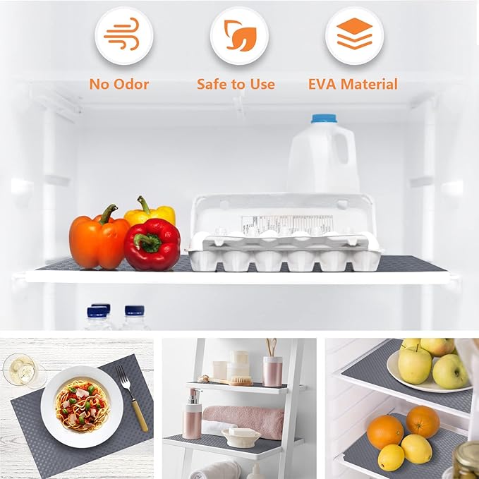 Shelf Liners for Kitchen Cabinets Refrigerator Liners Waterproof Kitchen Cupboard Liner Non-Slip Drawer Mats EVA Material Non Adhesive Fridge Liner for Shelves - Gray （11.8 x 236.2 Inches x 2 Rolls - Image 5