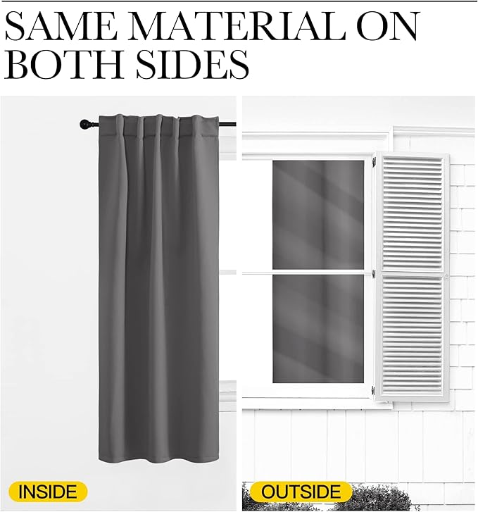 NICETOWN Blackout Curtain Panels Window Draperies - (Grey Color) 70x84 inch, 2 Pieces, Insulating Room Darkening Blackout Drapes for Bedroom - Image 7