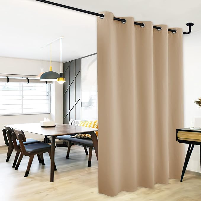 NICETOWN Sliding Door Blinds Window Treatment, Blackout Patio Door Curtain Panels, Privacy Thermal Drapes for Department (Biscotti Beige, W70 x L95) - Image 6