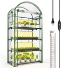 Bstrip Indoor Greenhouse with Grow Light, 4-Tier Mini Green House, 4Pcs Grow Lights for Indoor Plants with Timer, Zippered PVC Grow Tent with Airflow Windows, Indoor Greenhouse Cabinet 35x19.3x63in by Bstrip