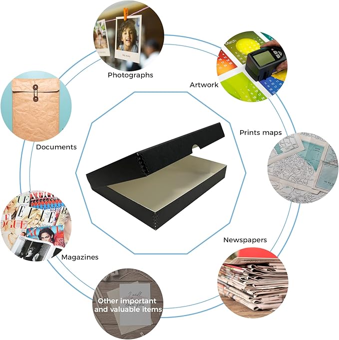 Lineco Archival Folio Storage Box. Metal Edge Archival Boxboard, Clamshell Lid. 9.5 x 12.5 x 1.75 inches. - Image 6